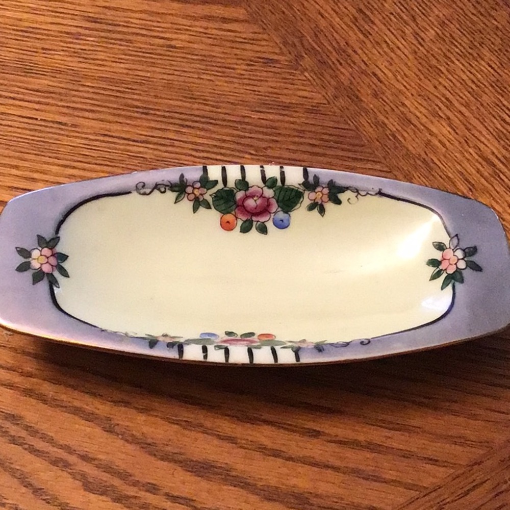 Vintage porcelain hand painted butter dish